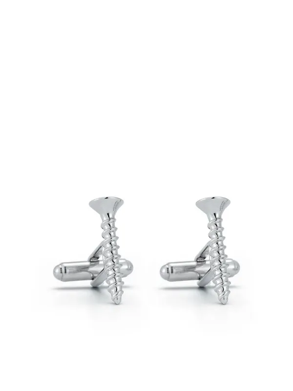 Mateo Screw Shape Cufflinks in Silver