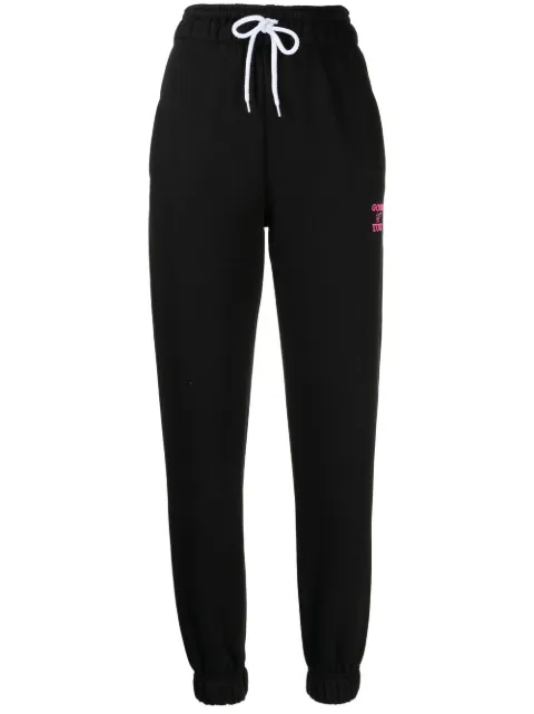 embroidered slogan track pants