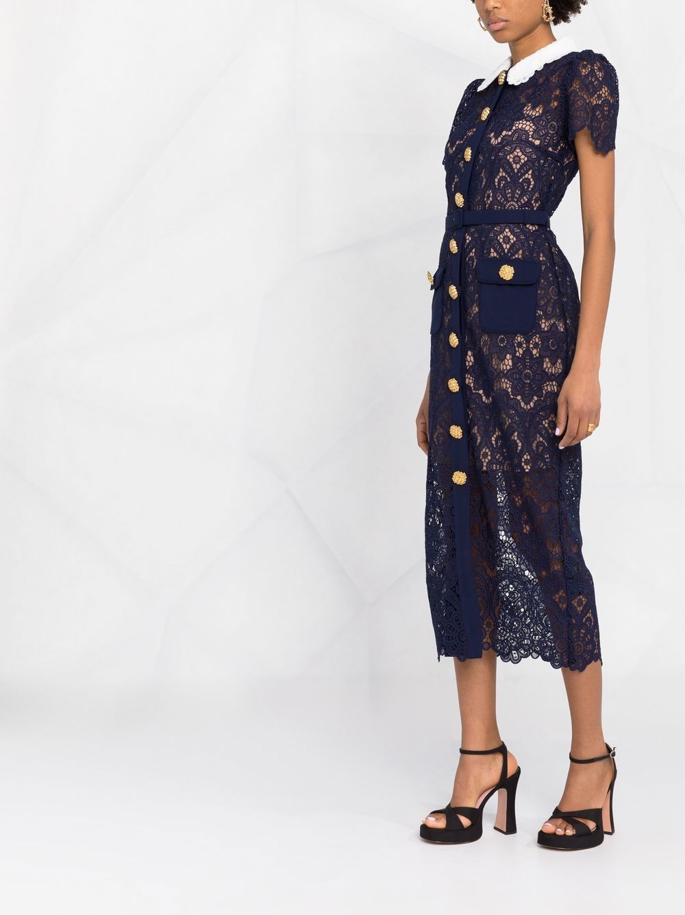 Self Portrait Floral Lace Midi Shirtdress Farfetch