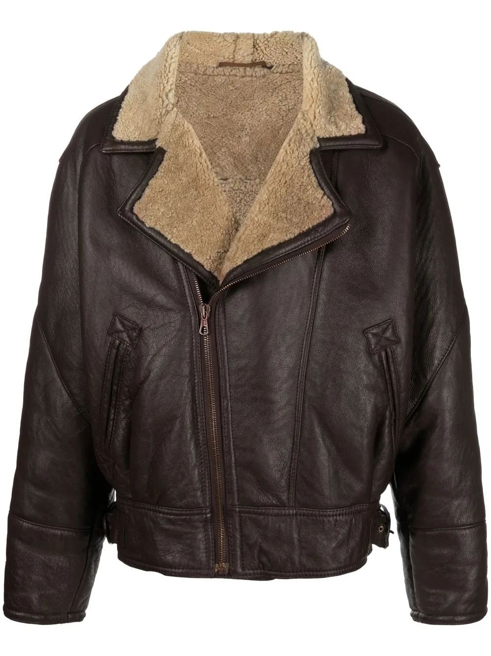 

A.N.G.E.L.O. Vintage Cult 1990s sheepskin biker jacket - Brown