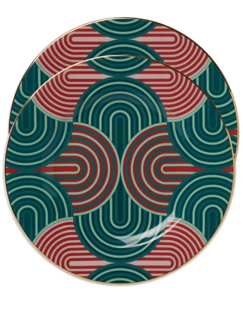 La DoubleJ set of two geometric-print dessert plates 