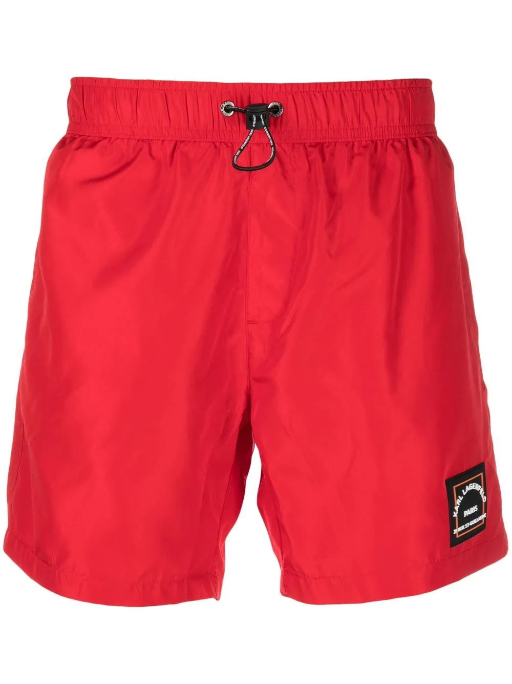 

Karl Lagerfeld shorts de playa con cordones en la pretina y parche del logo - Rojo