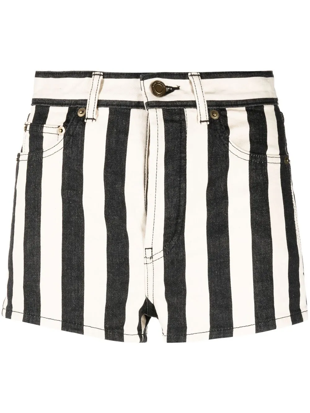 

Saint Laurent shorts de tiro alto a rayas - Neutro