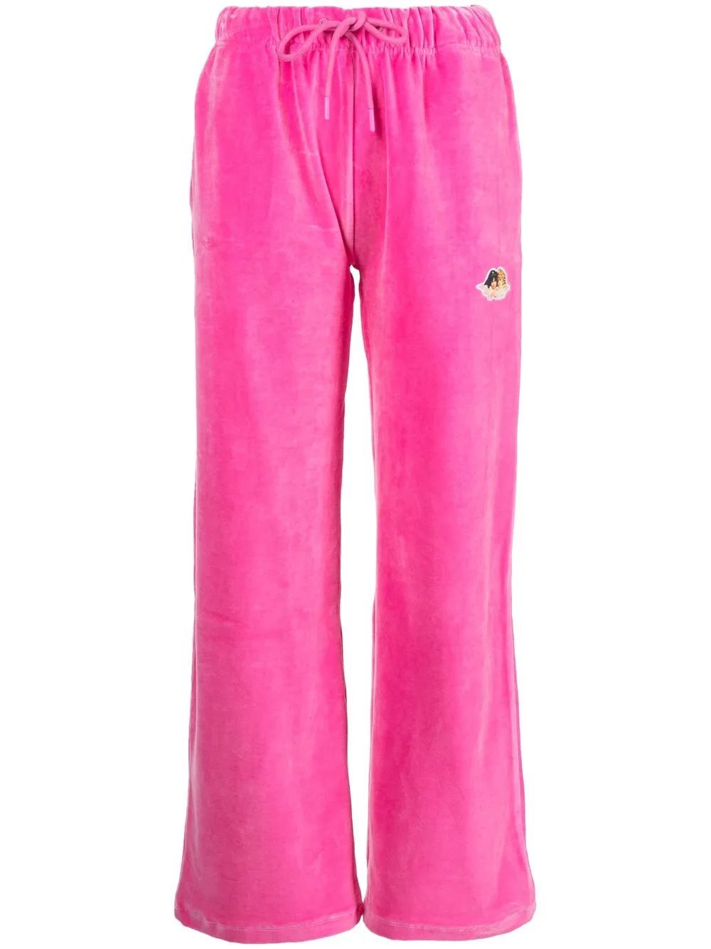 

Fiorucci logo-patch velour track pants - Pink