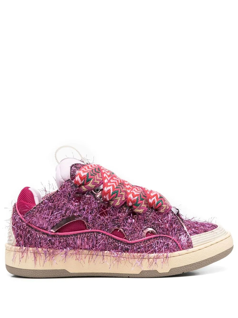 

Lanvin Lurex curb metallic sneakers - Pink