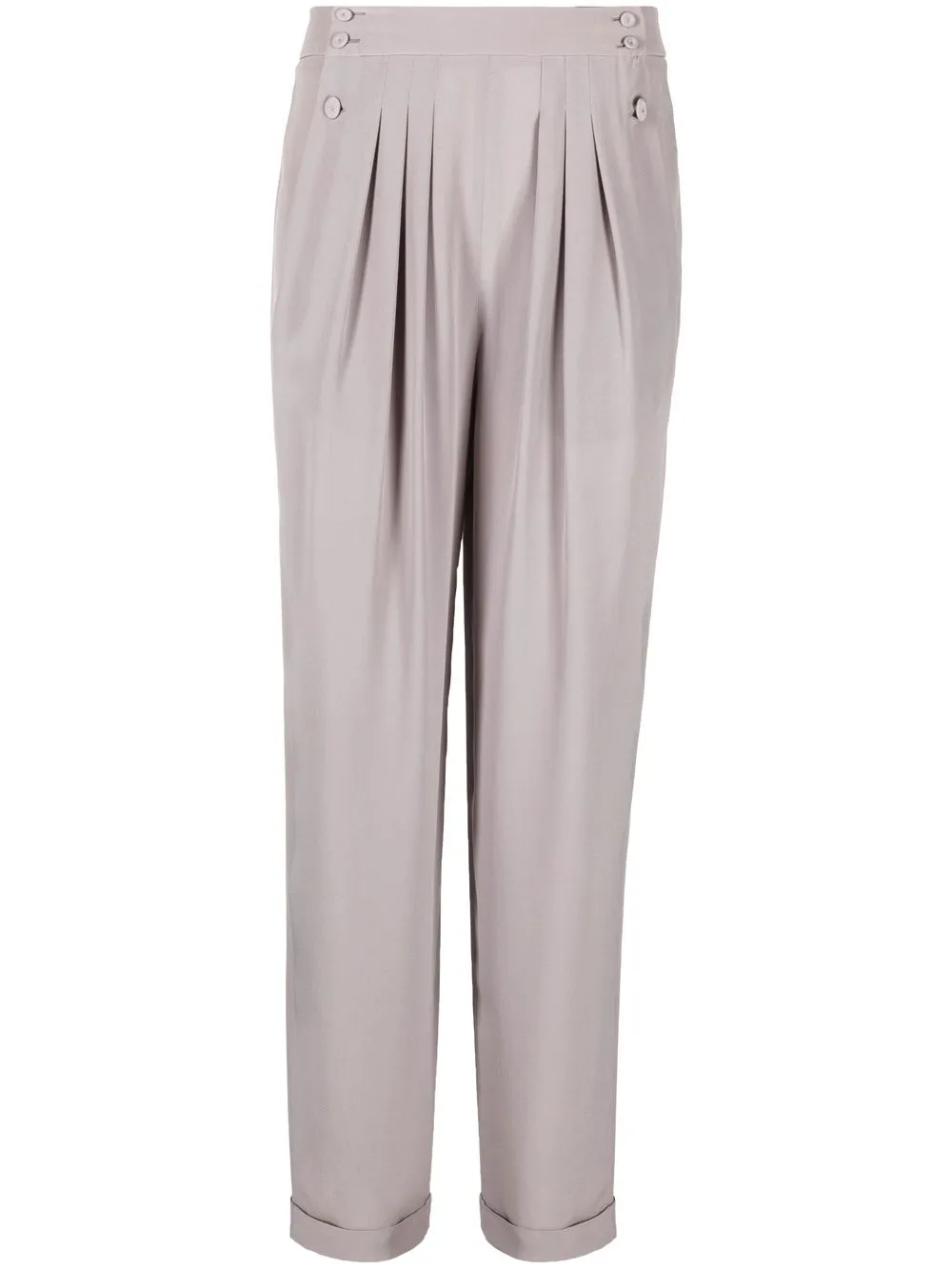 high-waisted silk pleated trousers