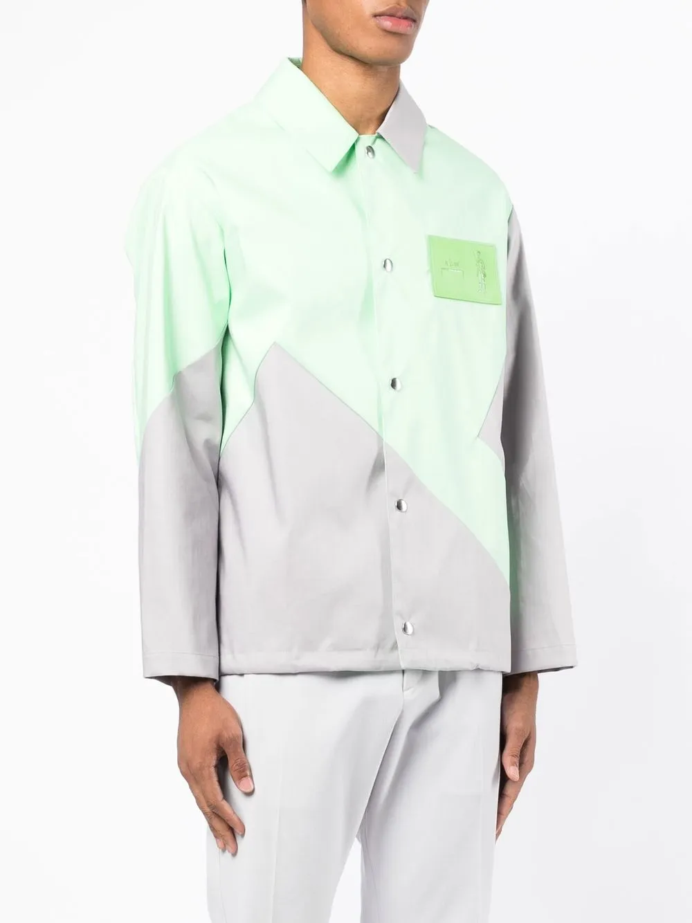 Shop A-cold-wall* Geometric Panelled Shirt In Green