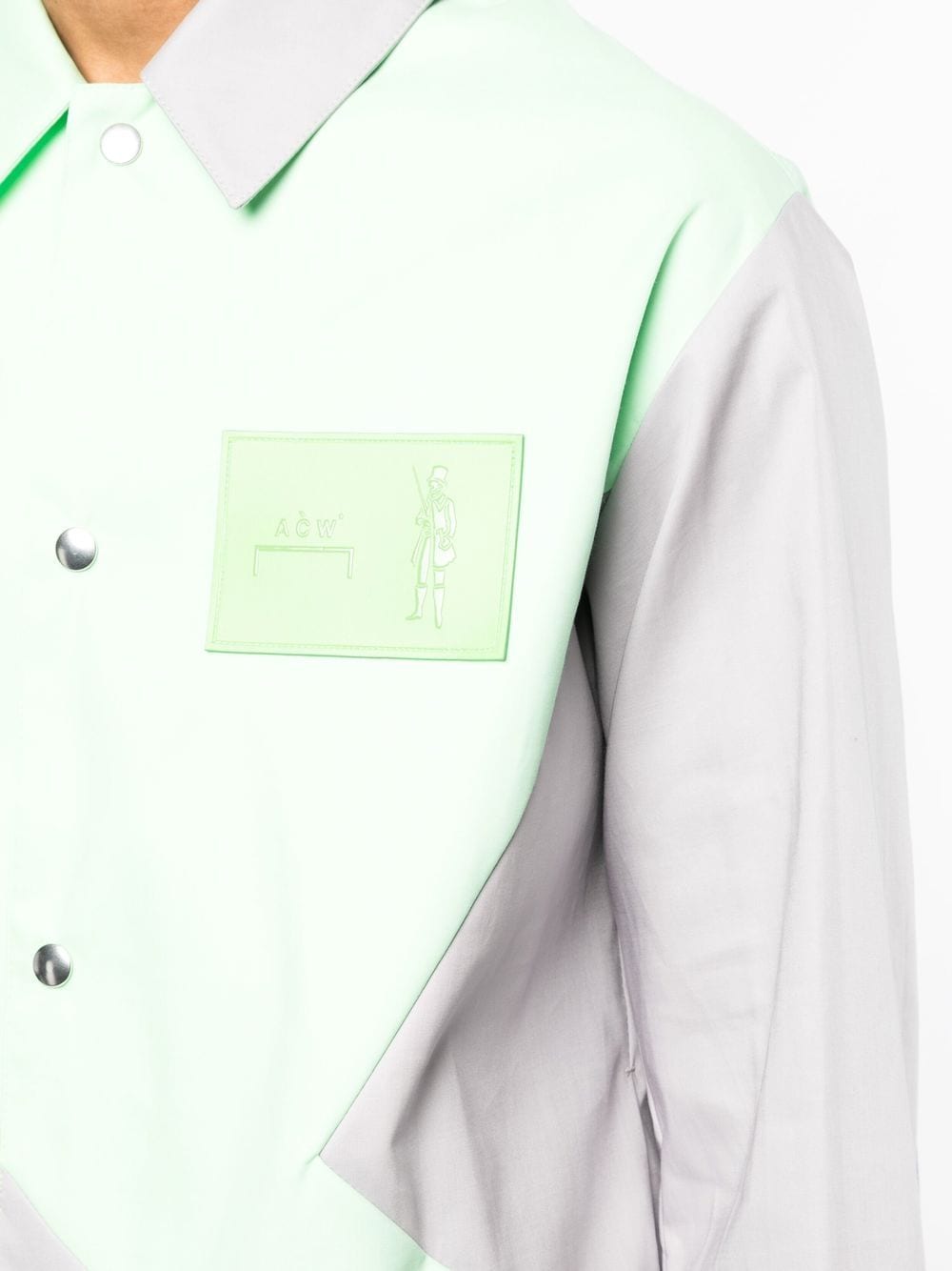Shop A-cold-wall* Geometric Panelled Shirt In Green
