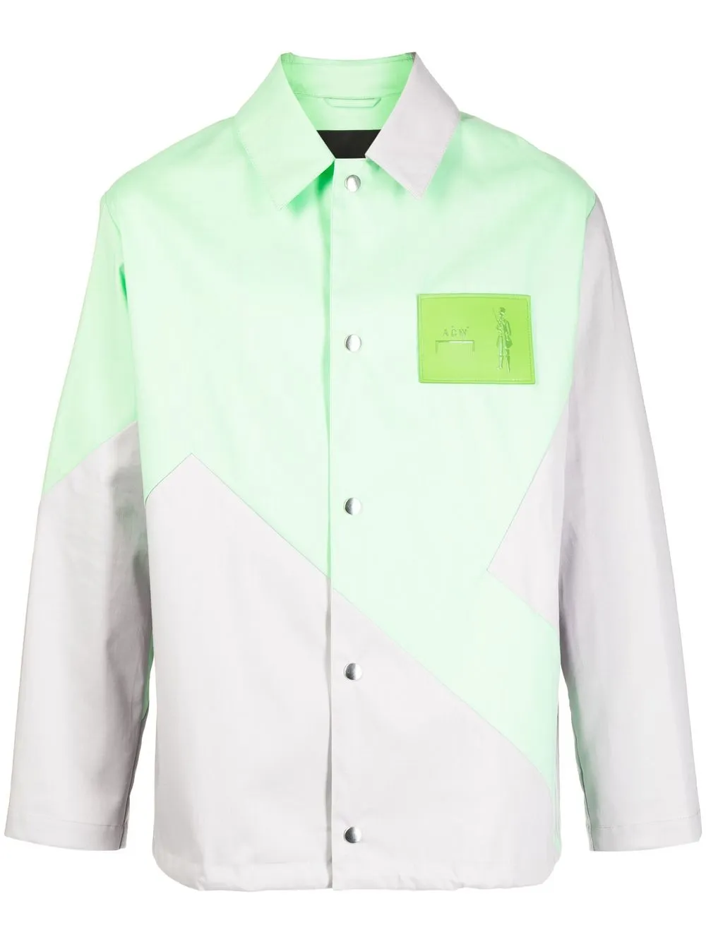 Shop A-cold-wall* Geometric Panelled Shirt In Green