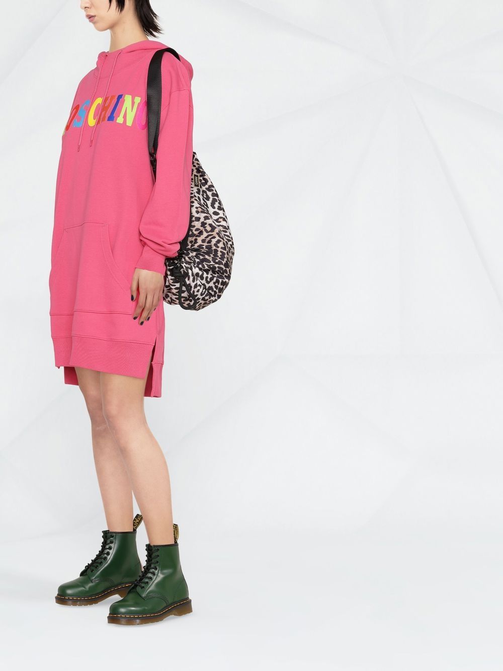 Shop Moschino Logo-print Hooded Dress In Pink
