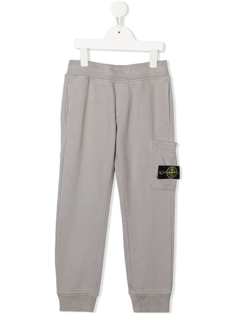 stone island logo patch track pants