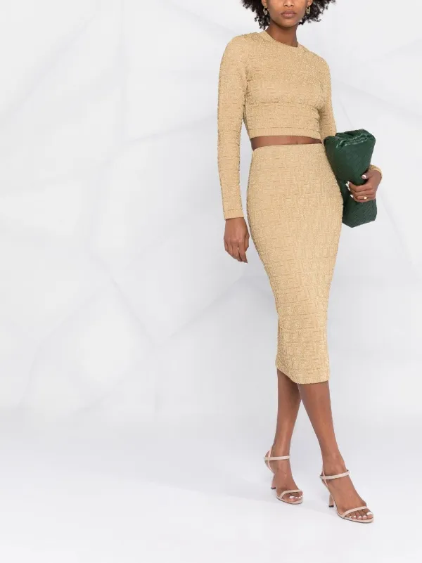 FENDI モノグラム ペンシルスカート | ゴールドトーン | FARFETCH JP