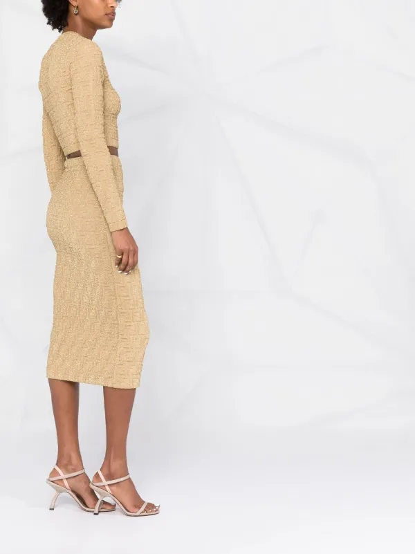 FENDI FF-motif Pencil Skirt | Gold | FARFETCH