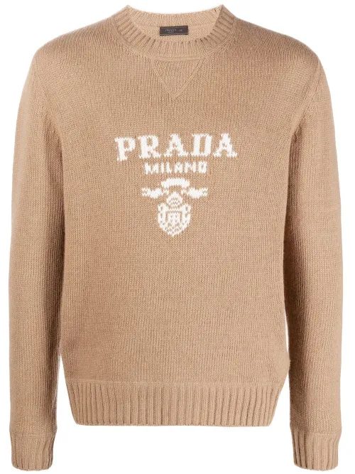 Pull en cachemire mélangé à logo intarsia - Prada - Modalova