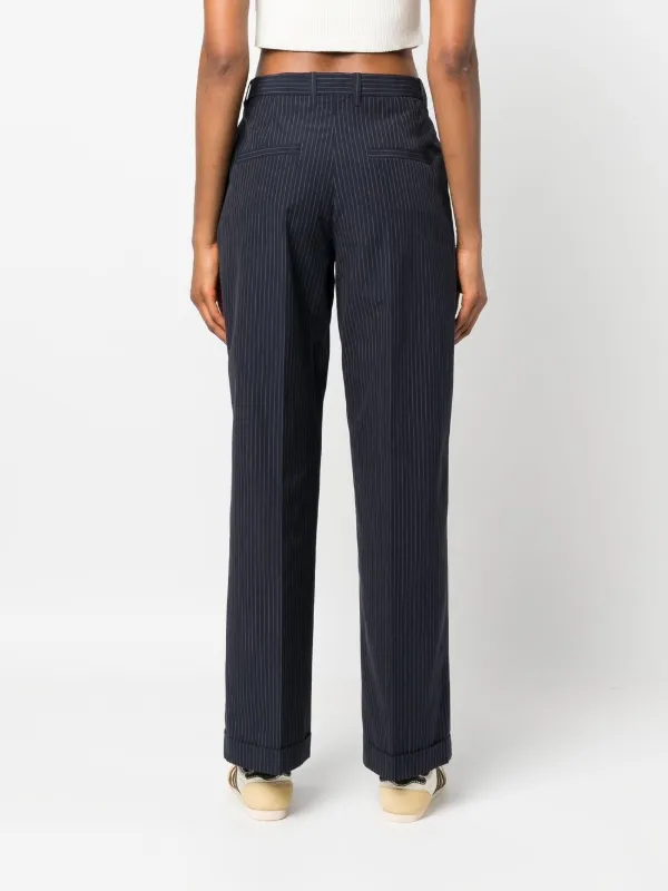 Pantaloni a gamba ampia gessati Blu Farfetch Donna Abbigliamento Pantaloni e jeans Pantaloni Pantaloni eleganti 