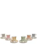 La DoubleJ geometric-print espresso cup and saucer set of six - Red