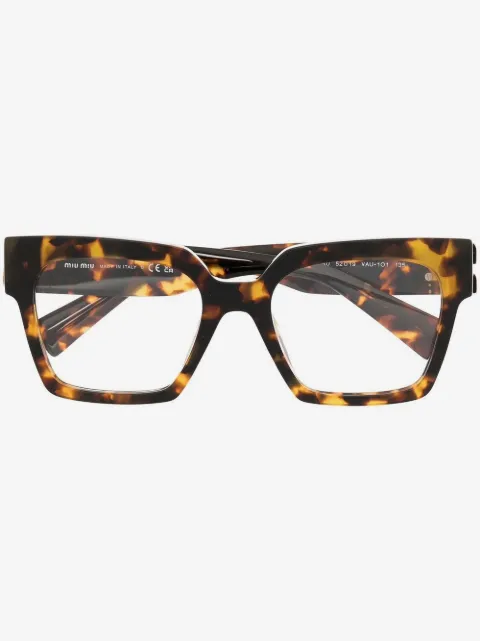 Miu Miu Eyewear tortoiseshell-effect logo-plaque glasses