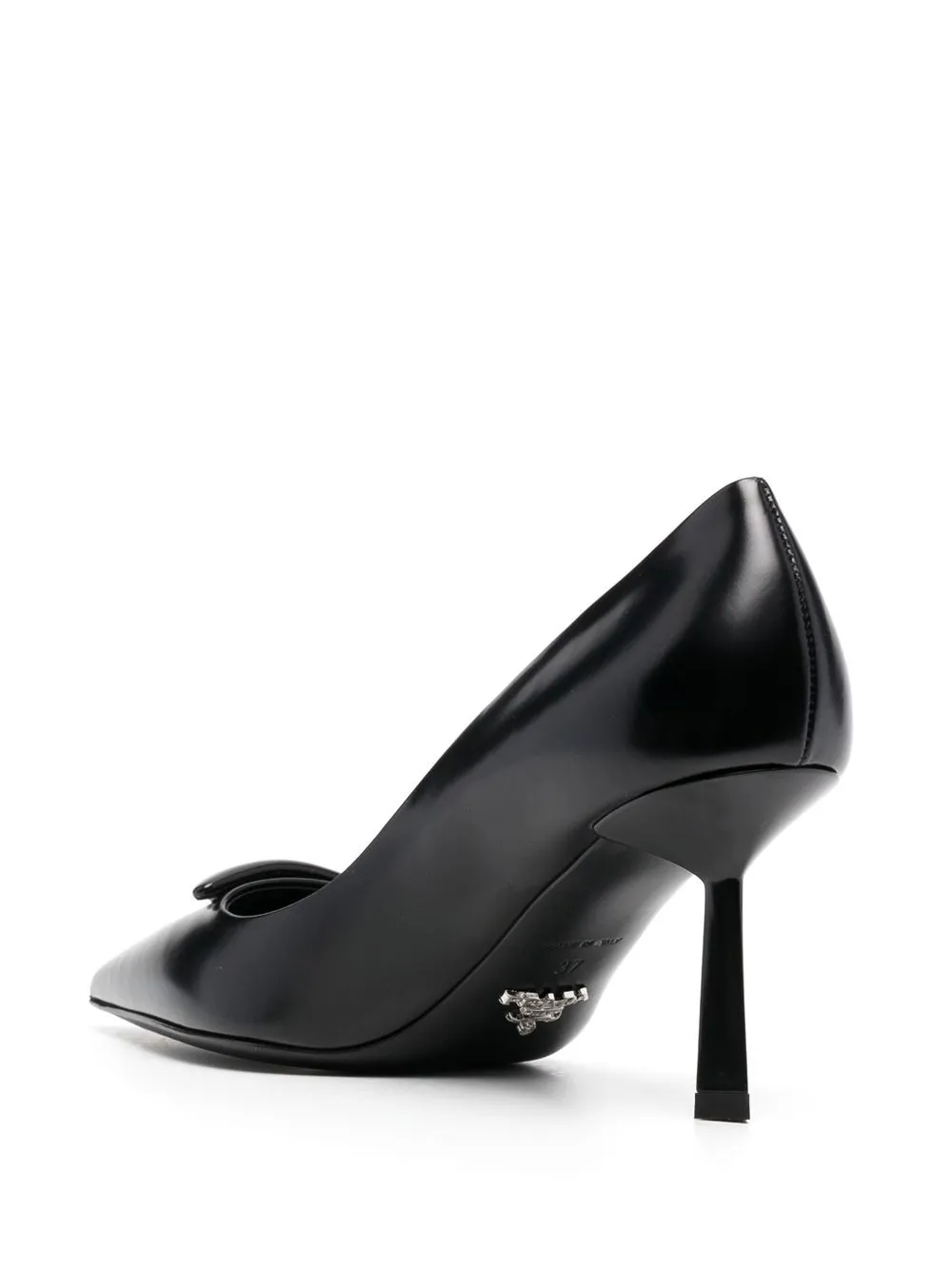Prada logo-plaque pointed-toe pumps Black