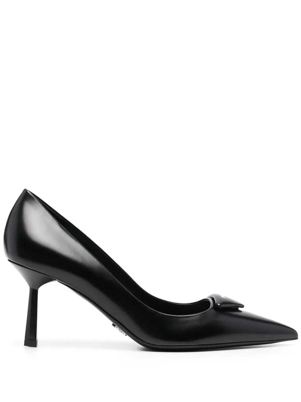 Prada logo-plaque pointed-toe pumps Black