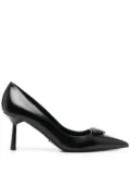 Prada logo-plaque pointed-toe pumps - Black