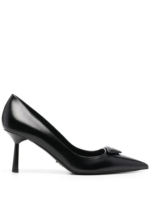 Prada logo-plaque pointed-toe pumps