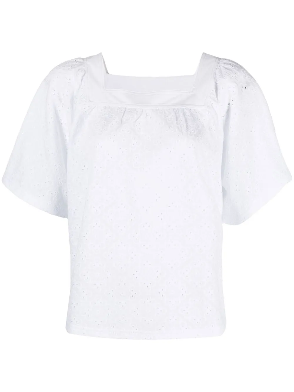 

See by Chloé blusa manga corta con bordado inglés - Blanco