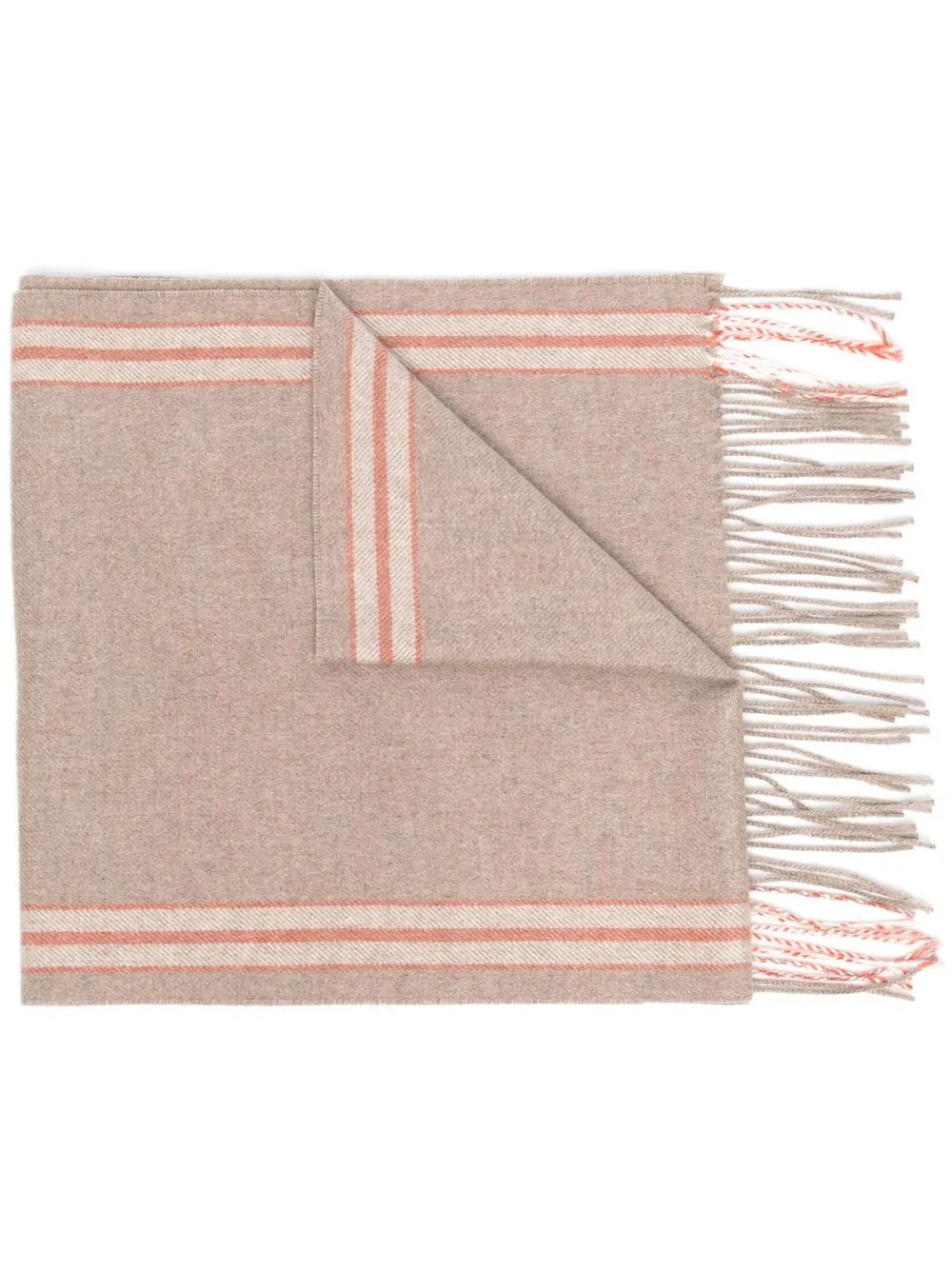 

Brunello Cucinelli striped-edge frayed-edge scarf - Brown