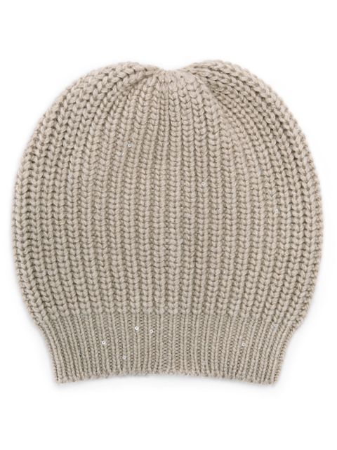 Brunello Cucinelli purl-knit ribbed-trim beanie Women