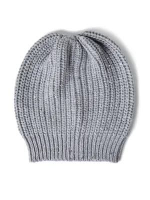 【関税&送料込】Brunello Cucinelli Cashmere Hat With Monili Monili embellished cashmere beanie in white - Brunello