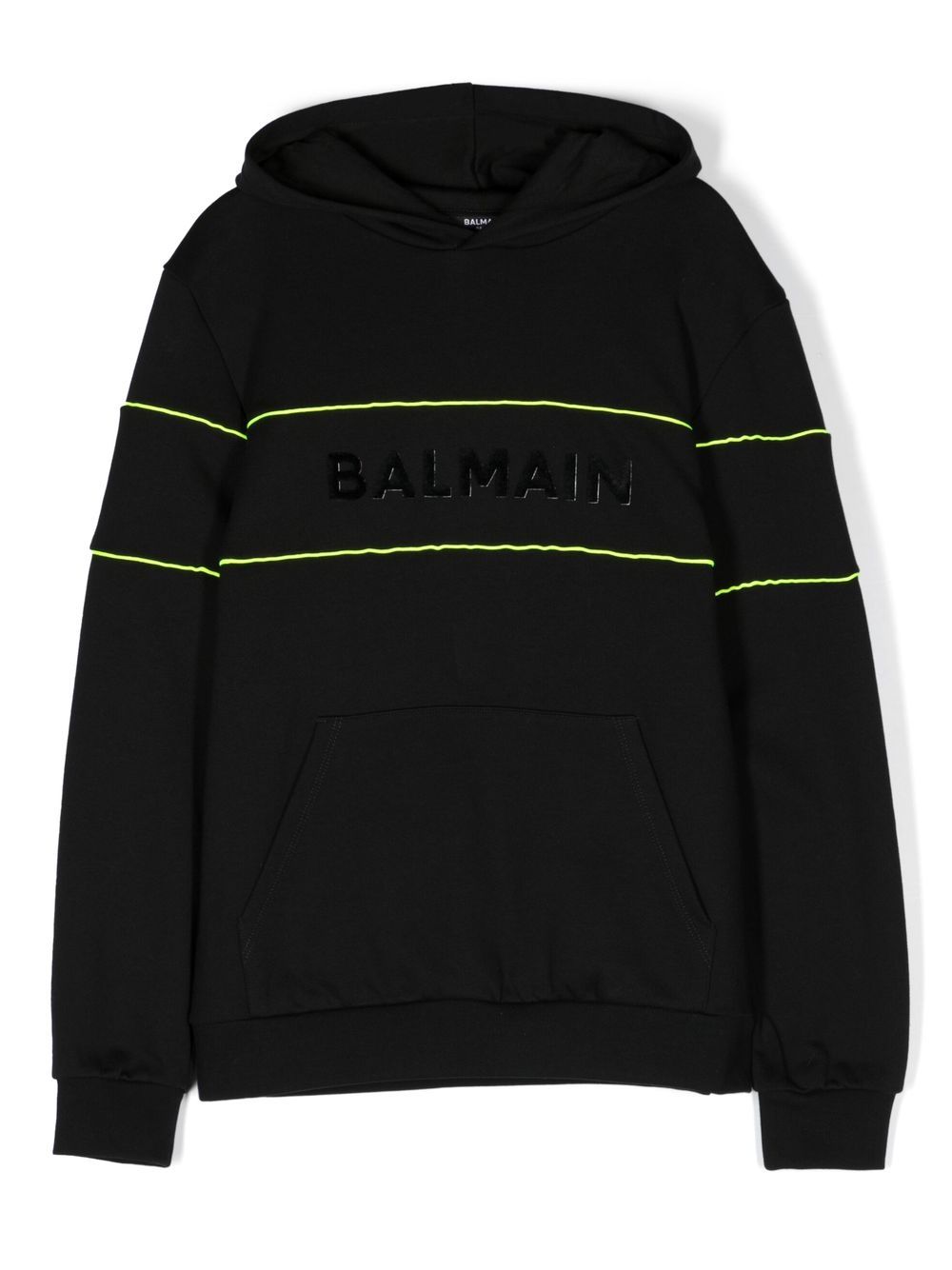 Balmain Kids TEEN logo-patch long-sleeve hoodie - Black