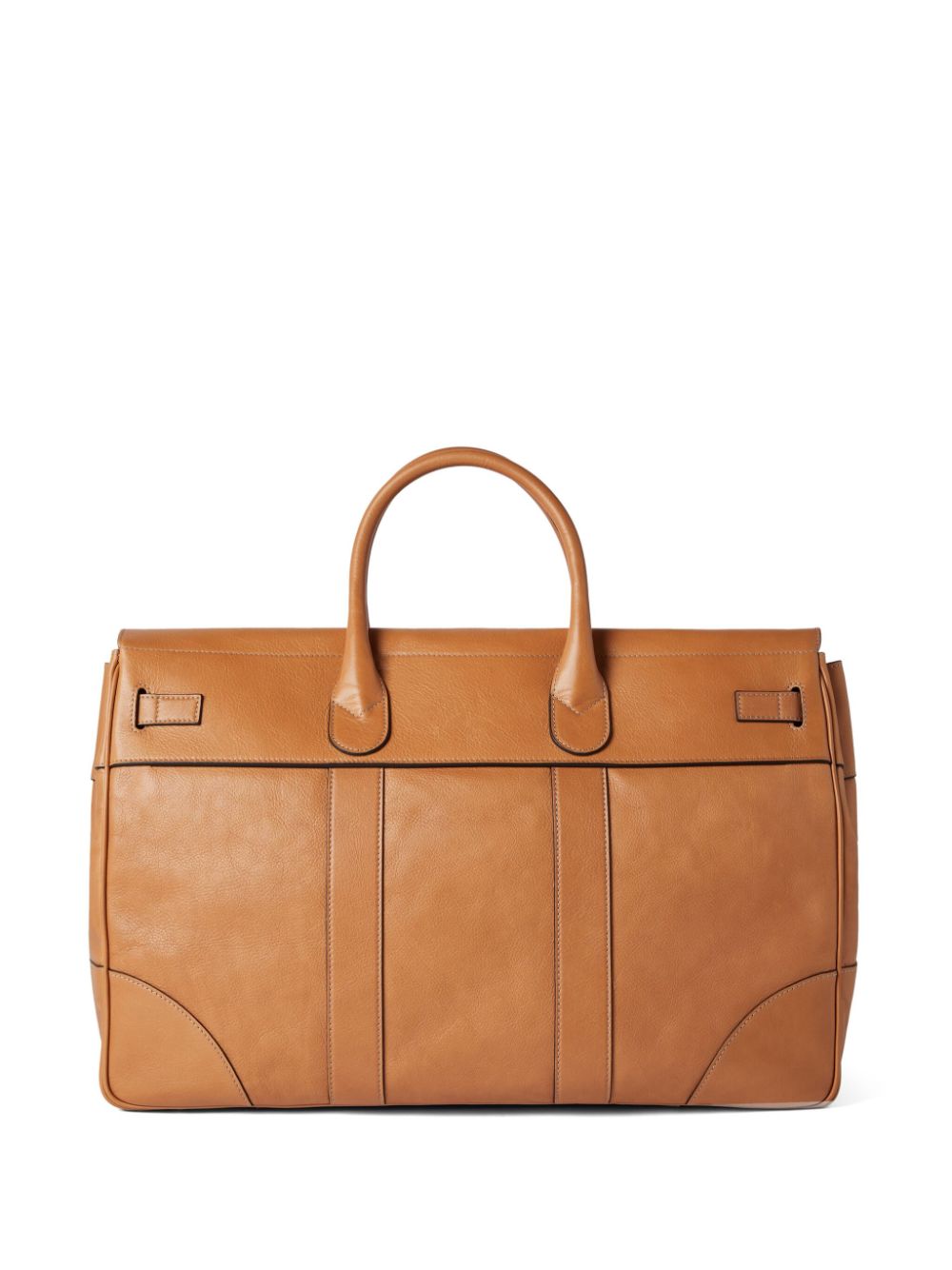 Brunello Cucinelli logo-stamp leather holdall - Brown