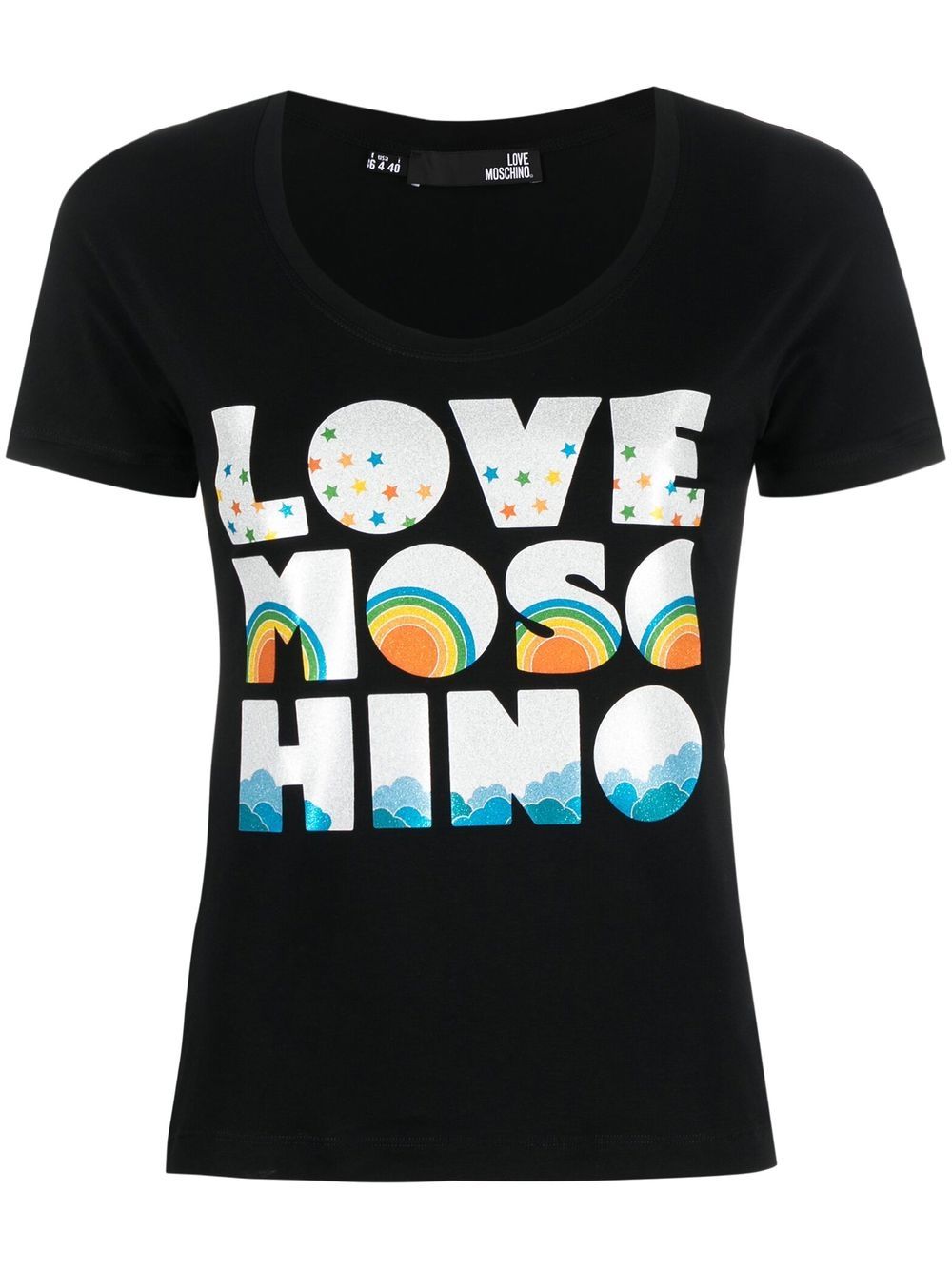 

Love Moschino playera con logo estampado - Negro