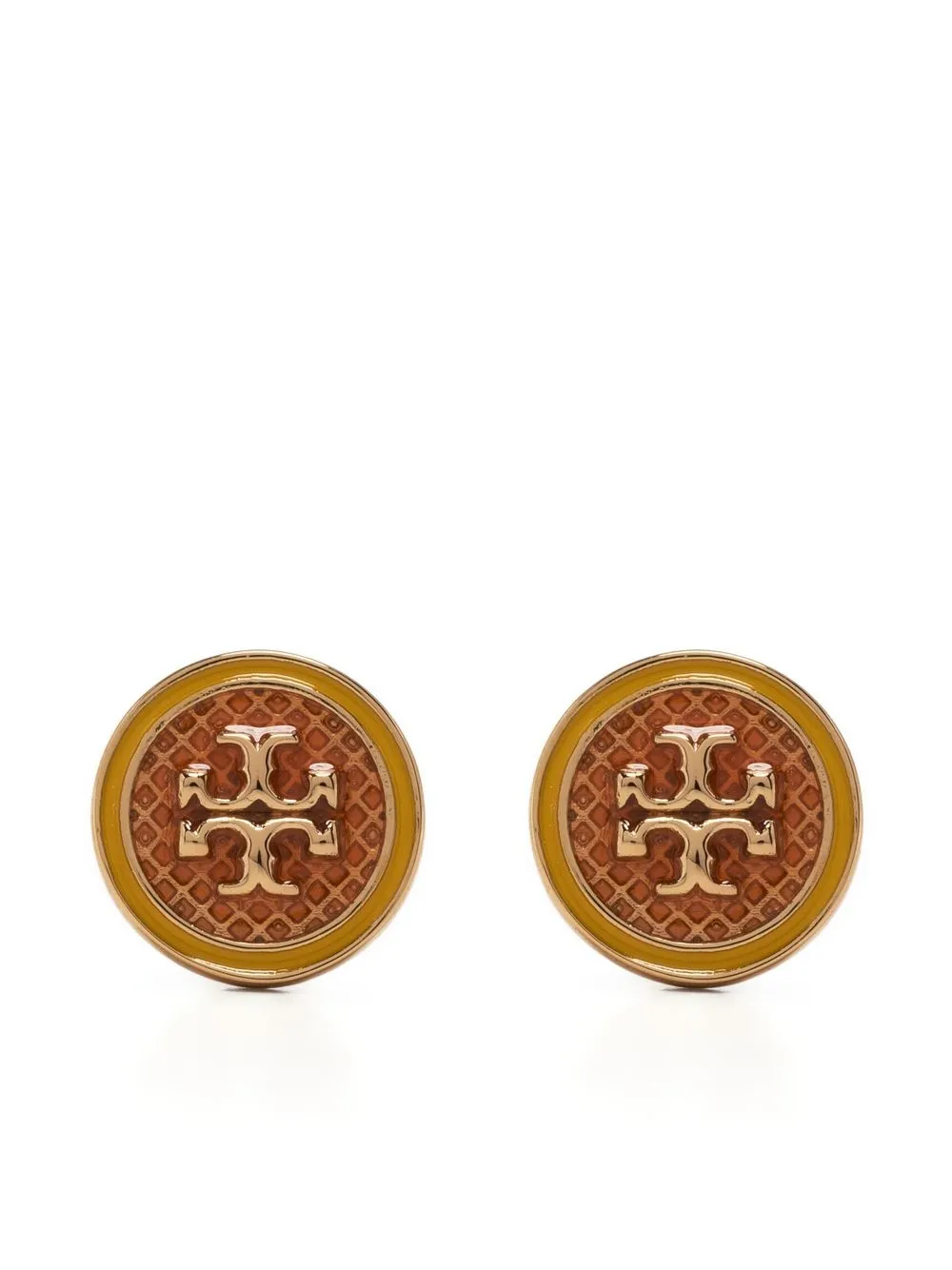 

Tory Burch aretes Kira con placa del logo - Rosado