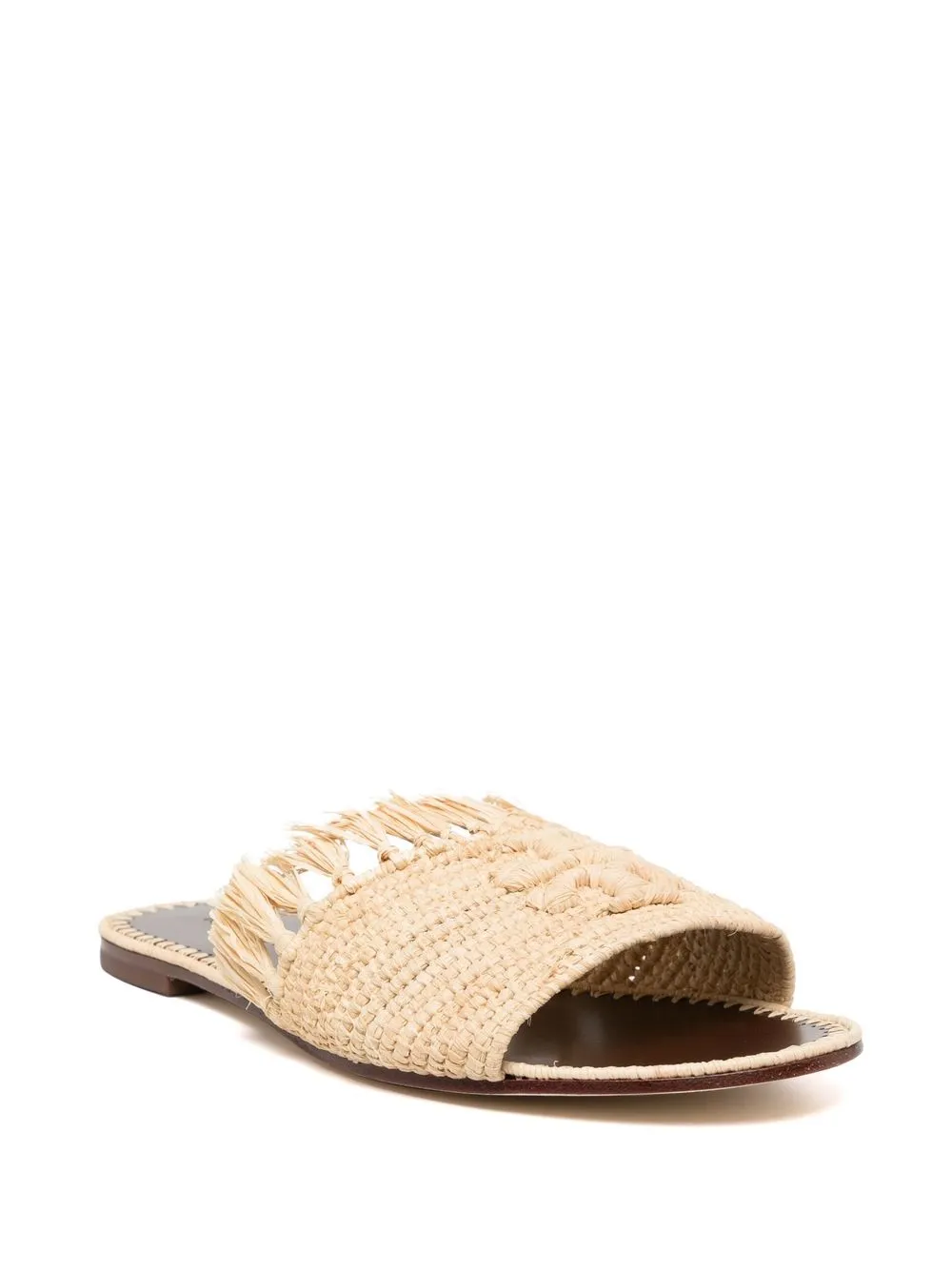 Tory Burch Women's Eleanor Double T Raffia Slide Sandals In Natural | ModeSens