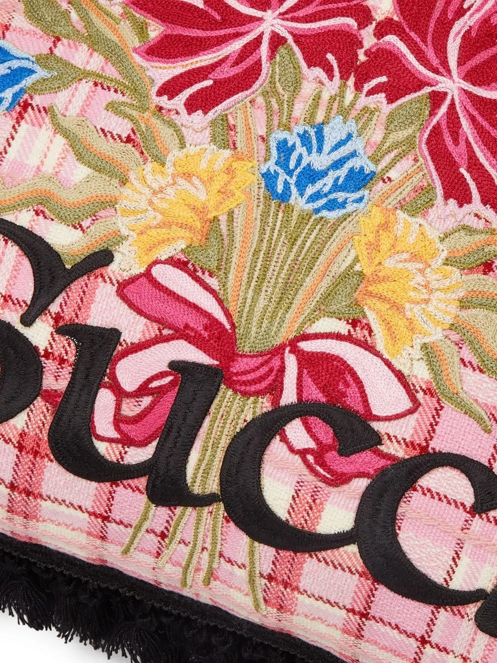 Gucci Floral Logo-embroidered Cushion In Multi