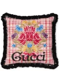 Gucci floral logo-embroidered cushion - Pink