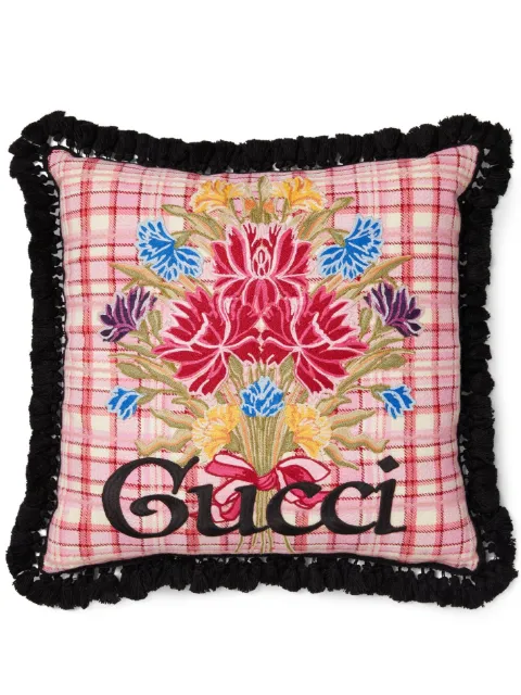 Gucci floral logo-embroidered cushion