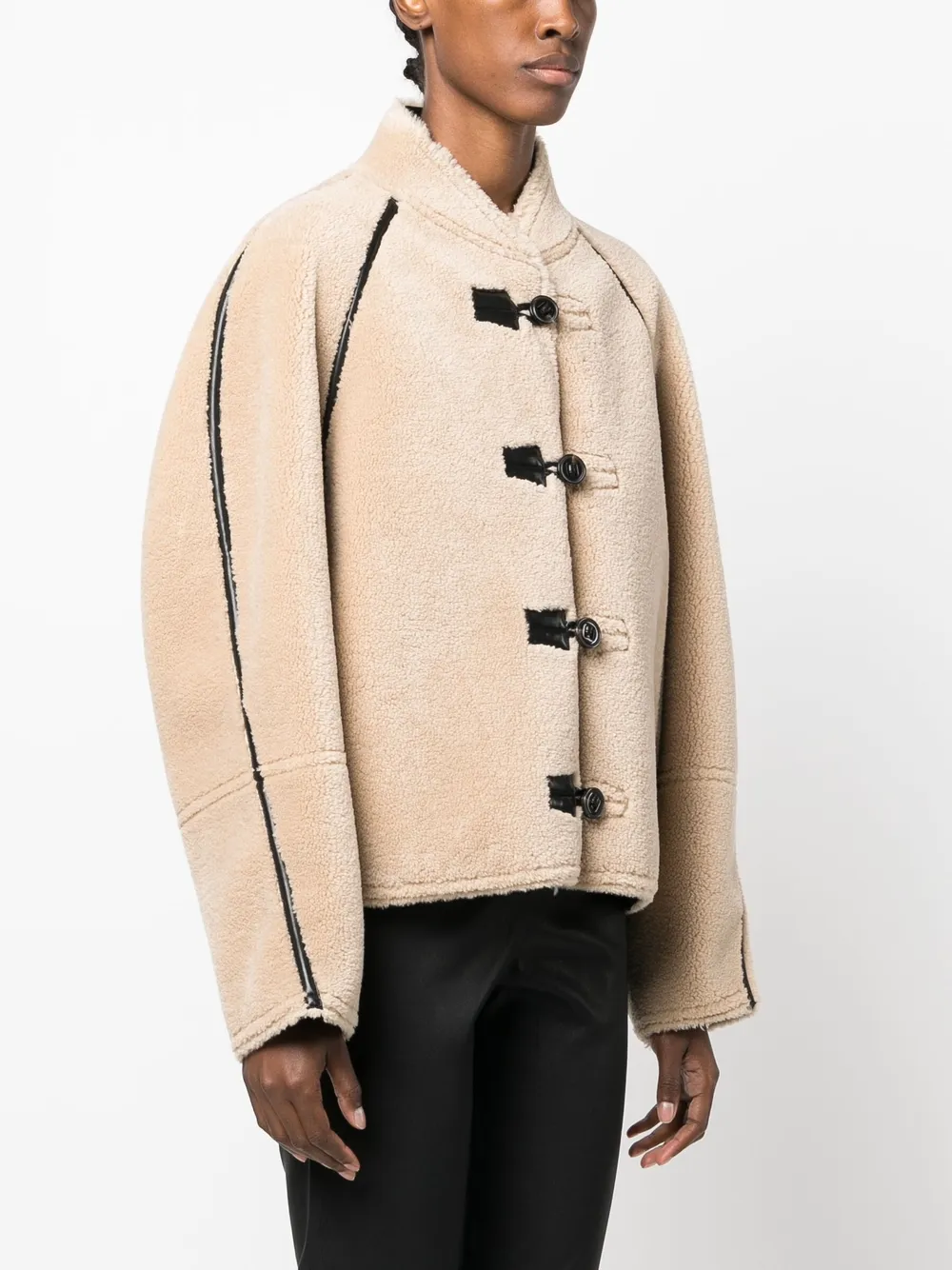 Low Classic Reversible Shearling Coat With Vegan Leather Accents In Neutrals
