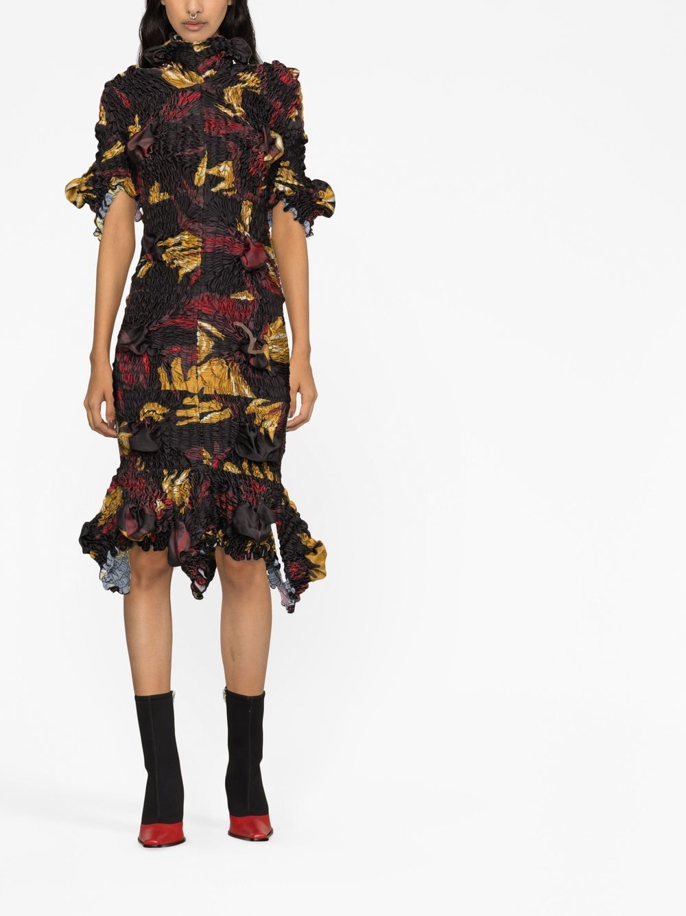 FEBEN Twin Smocked Midi Dress - Farfetch