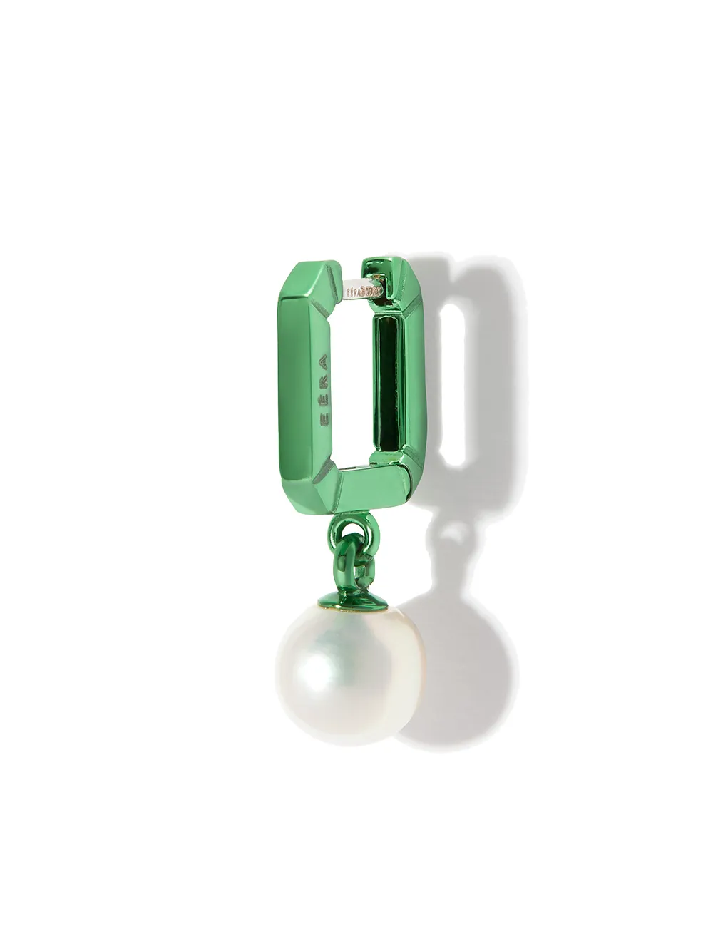 

EÉRA 18kt white gold enamel pearl huggie earring - Silver