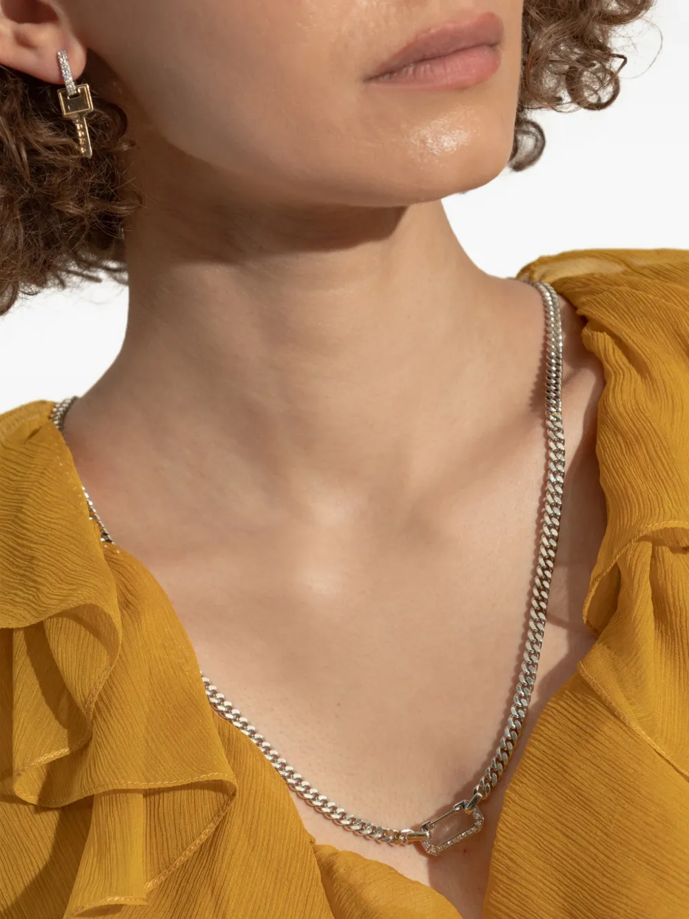  Eéra 18kt Weißgold Karabinerhalskette Mit Diamanten   Silber 