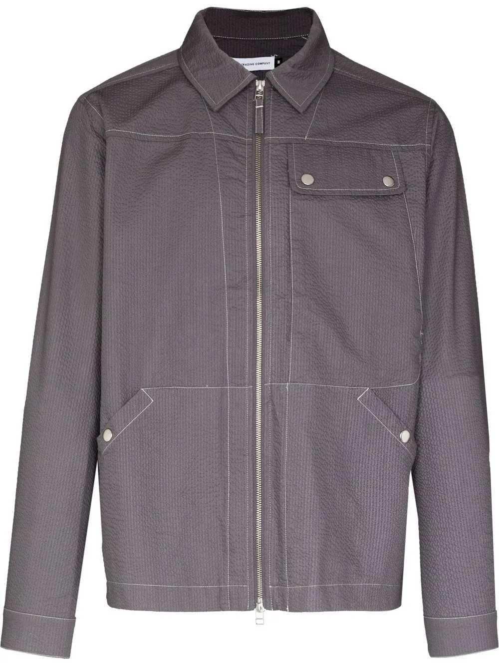 

Pop Trading Company logo-print zip-up shirt jacket - Grey
