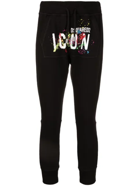 DSQUARED2 Icon splatter-print cotton track pants