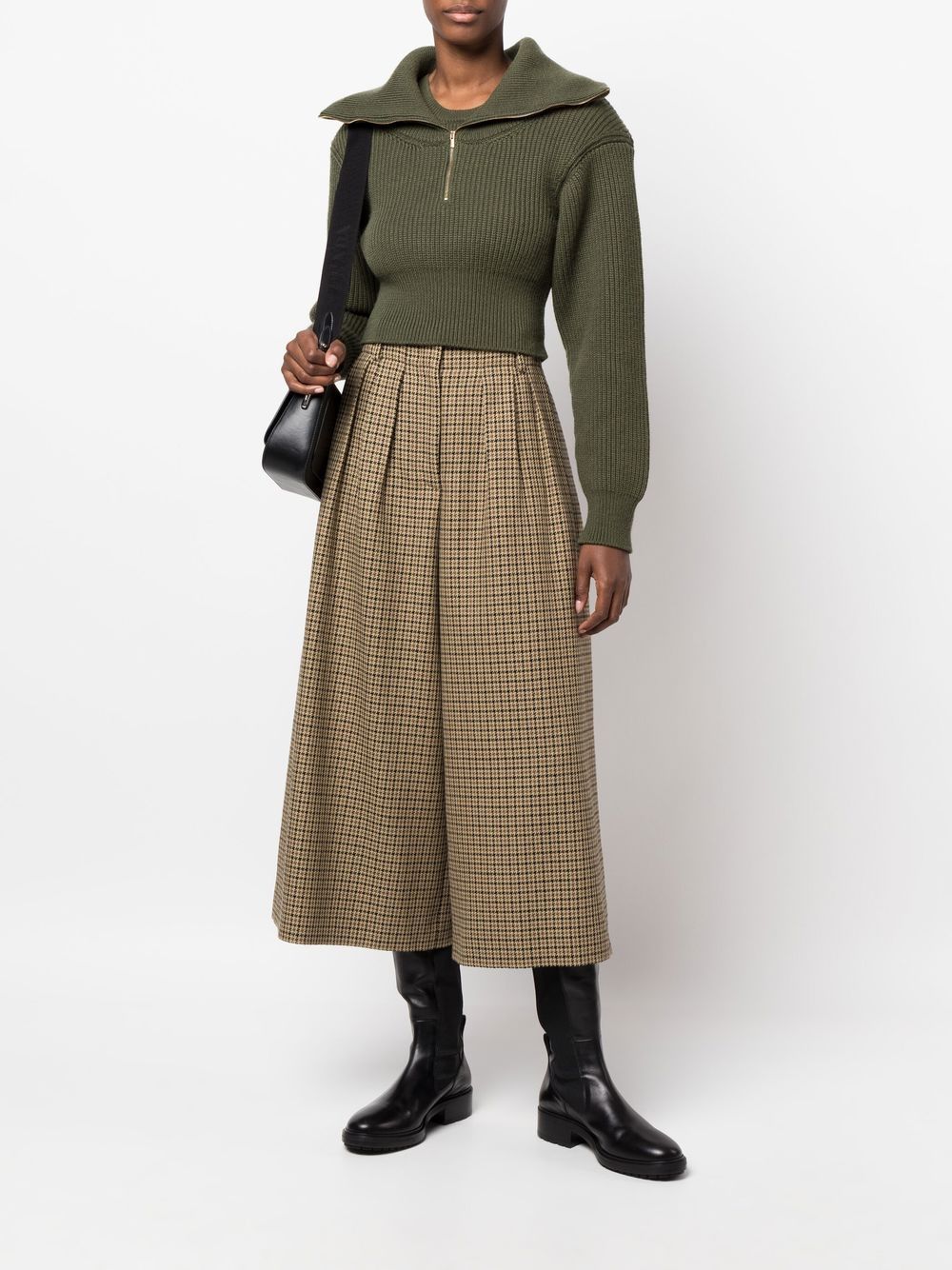 Shop Moncler Check Cropped Trousers In Neutrals