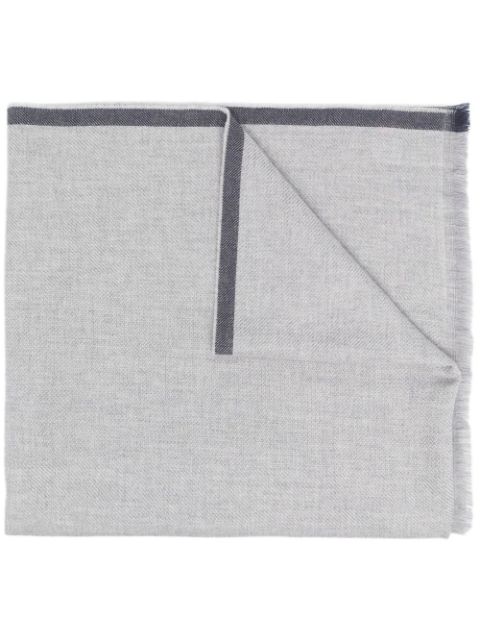 Brunello Cucinelli contrast-trim frayed-edge scarf Men