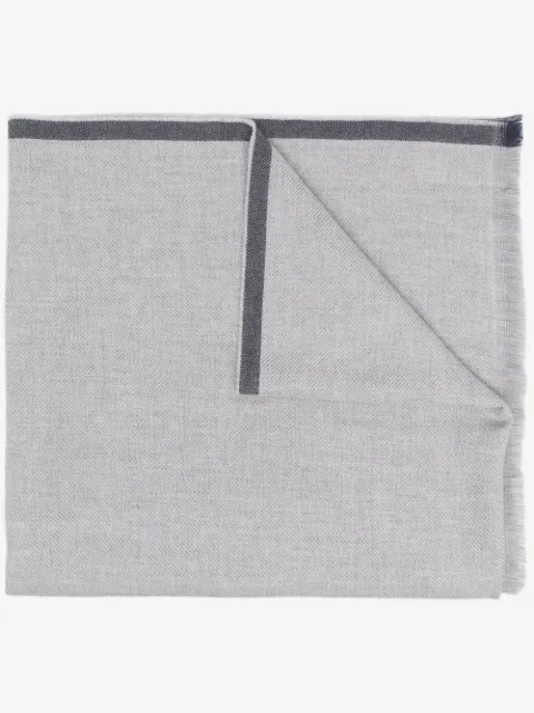Brunello Cucinelli contrast-trim frayed-edge scarf 
