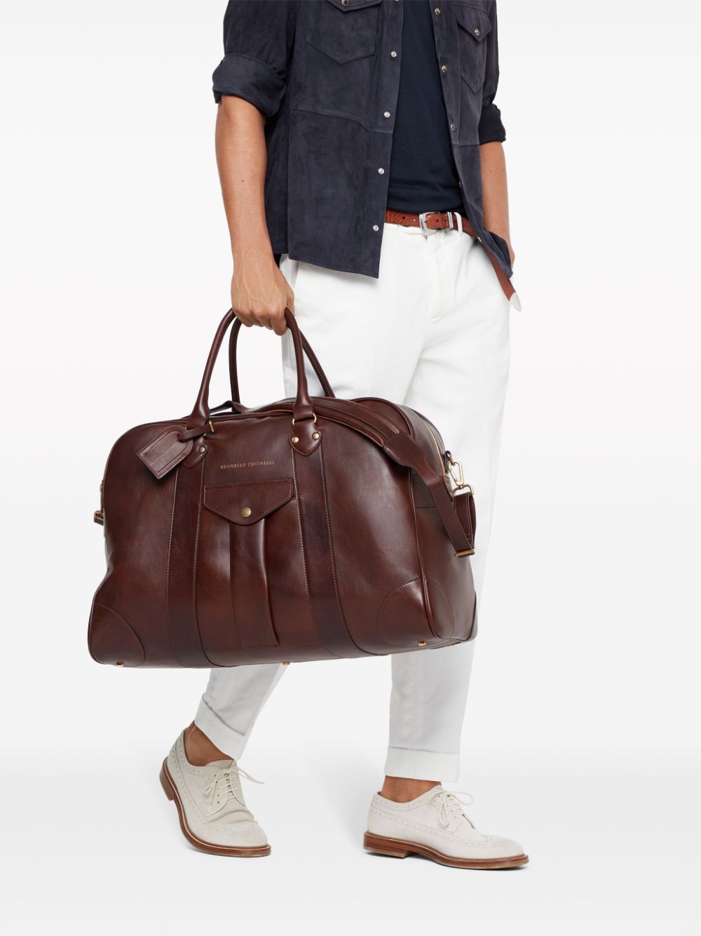 Brunello Cucinelli logo plaque holdall - Brown