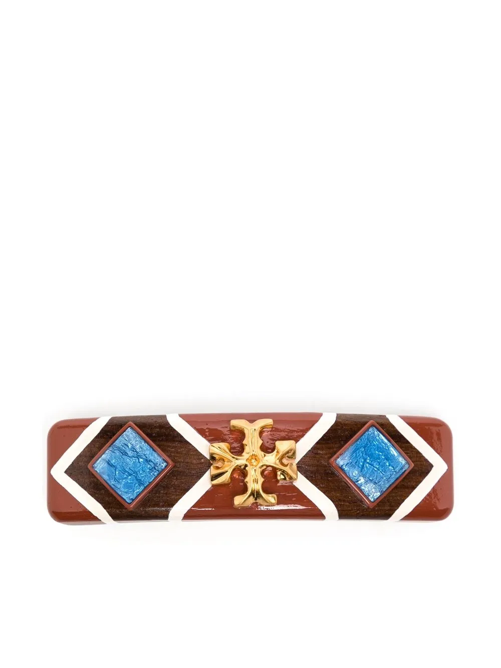 

Tory Burch Roxanne logo-plaque brooch - Brown