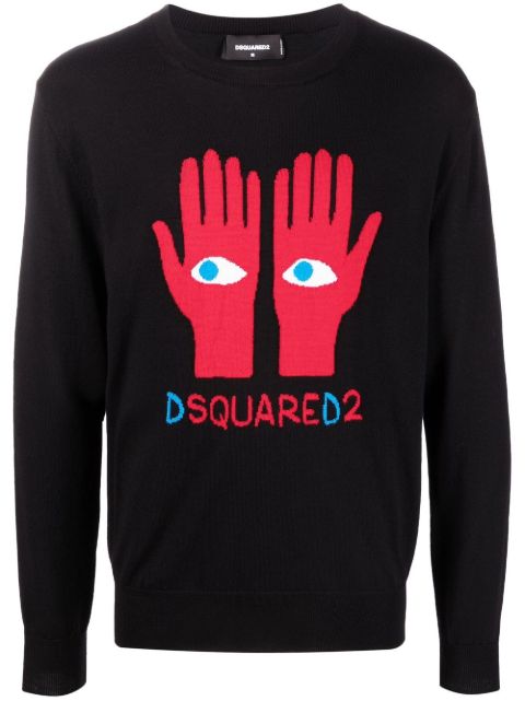 DSQUARED2 eyes on hands knitted jumper Men