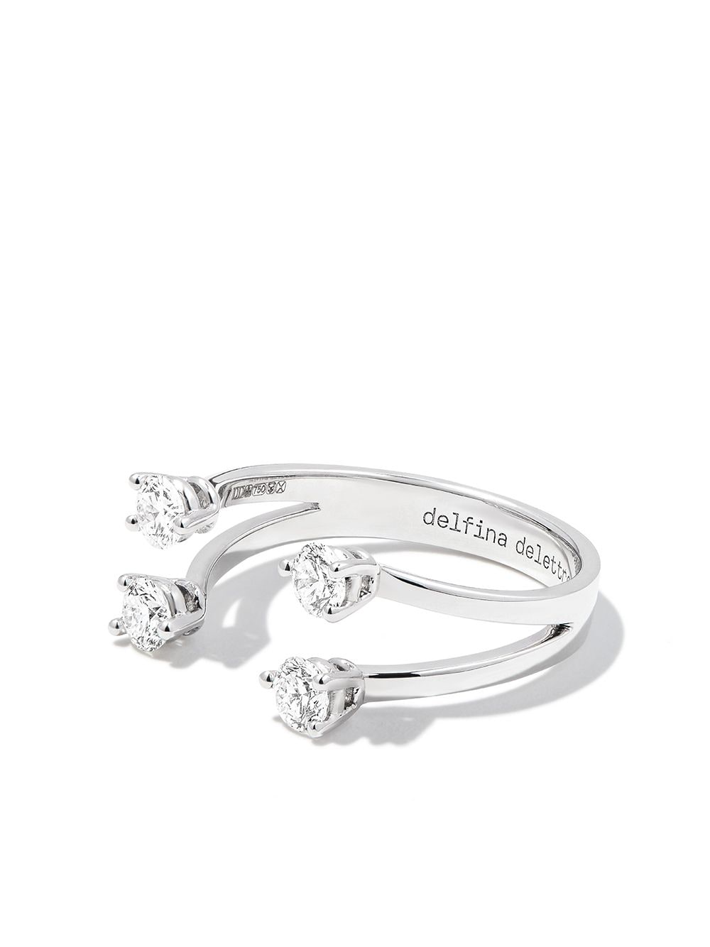 Shop Delfina Delettrez 18kt White Gold Dots Diamond Ring In Silver